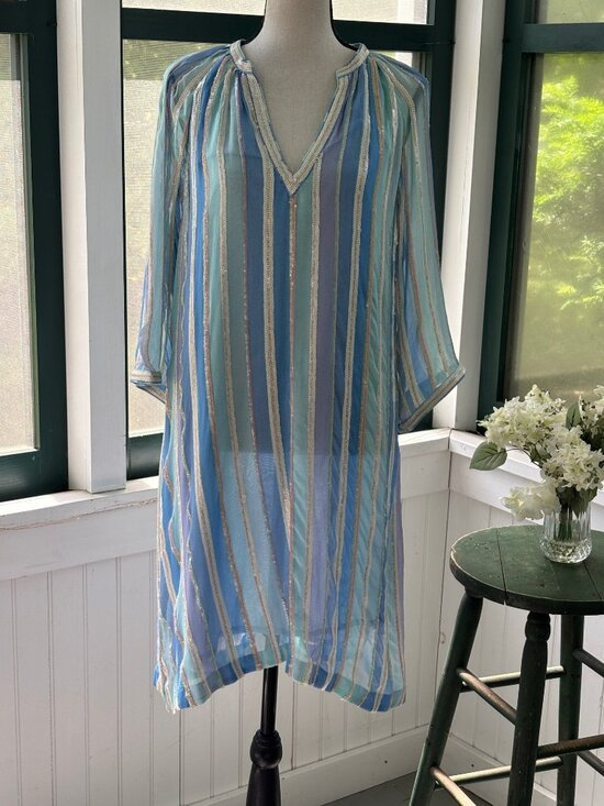 bella tu Dresses & Skirts - Bella Tu Petra Tunic Dress | Sky Blue Sequin Stripe | Size S | NWT